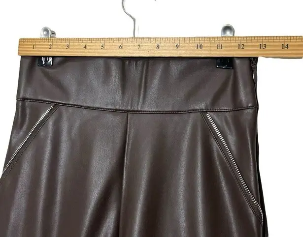 Maniere De Voir Leather & Suede Ribbed Legging In Chocolate Brown Women’s Size 0