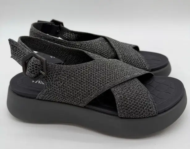 Vivaia Kara AdaptAll Sport Rich Grey Silver Knit Comfort Lightweight Sandals 7 Gray