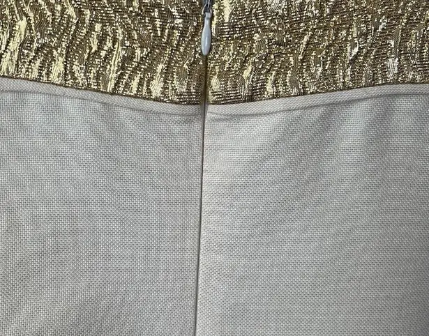 Shoshanna Vintage Cream And Gold Metallic Trim Mini Dress Size 6