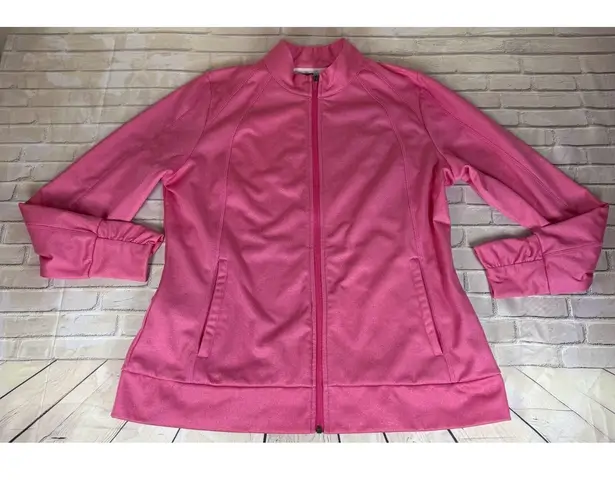 PGA Tour Jacket Womens Large Pink Golf Full Zip Jacket Long sleeve Pockets