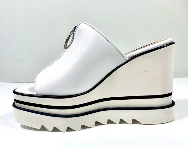 Stella McCartney Sneakelyse Platform Wedge Zip Slide Sandals White Size 40.5 EU