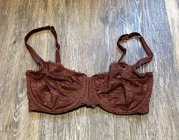 Lace Balconette Burgundy Mesh Underwire Bra 34DD Indie Sleaze Coquette Lingerie Red Size undefined