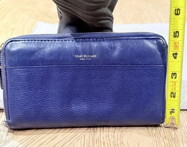 Isaac Mizrahi Women's Leather Wallet Navy Blue Zip Up