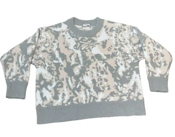 FRNCH Paris Womens Sweater Size S/M Gray Abstract Pattern Crew Neck Knitwear