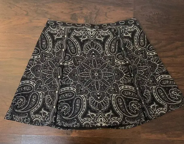 Haute Hippie black & cream paisley silk mini skirt size 10