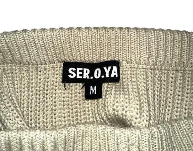 SER.O.YA Grace Strapless Ribbed Knit Distressed Cut Out Dress in Sage MEDIUM