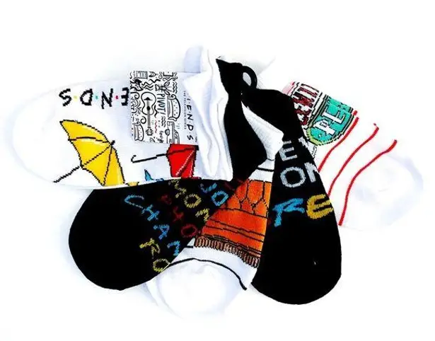 Friends 90s TV Show Womens No Show Socks Central Perk Umbrella Fun Novelty Gift White