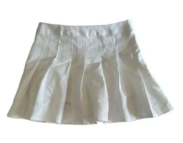 Fashion & Art Pleated Mini Skirt Skort Womens Sz XL White Side Zip Sporty Tennis