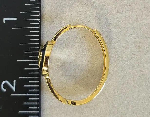 Boutique Gold Filled Huggie Hoop Earrings Medusa Design with Pave Crystals