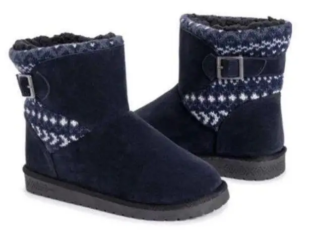 Muklucks Essentials by Muk Luks Melly Navy Blue & Black Winter Ankle Boots Size 9