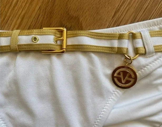 Victoria's Secret Vintage Y2K Victoria’s Secret Angels White/Gold Belted Charm Bikini Bottom