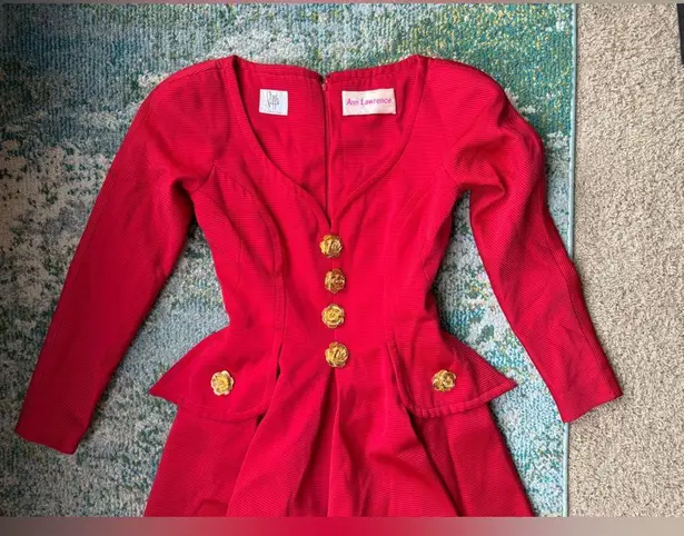 Vintage Riff’s custom red rosette button dress, size small