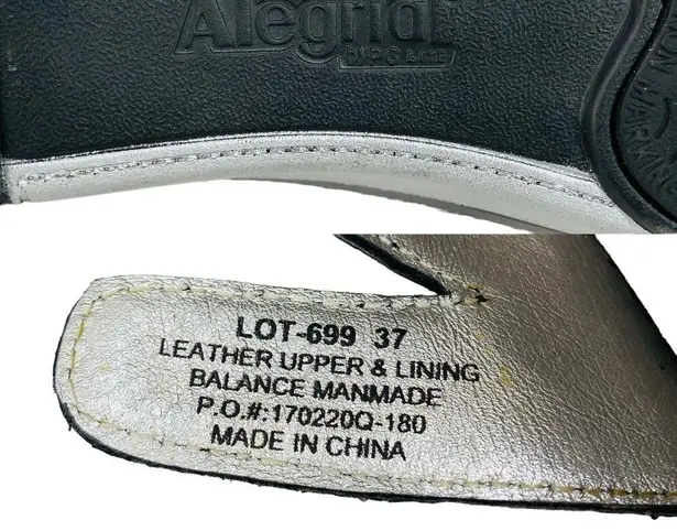 Alegria Loti Sandals 37 Black Leather Sparkle Wedge Lot 699