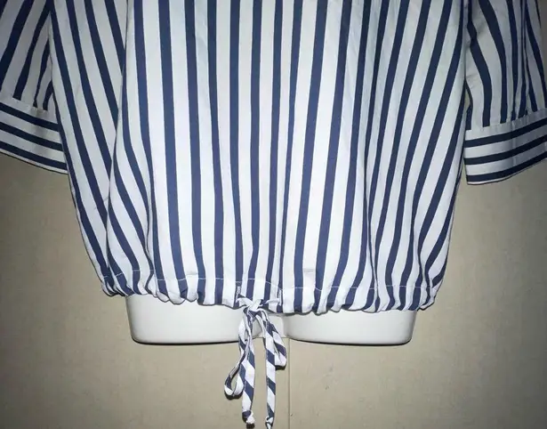 Mavi Blue and White Button Down Shirt with Notched Collar Size XS