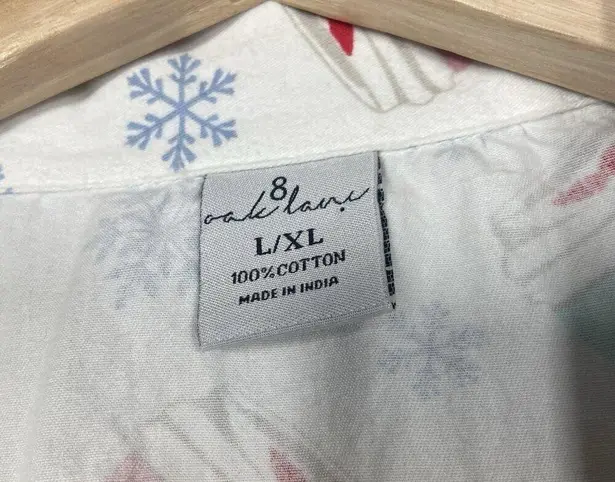 8 Oak Lane Pajamas Womens L/XL Pajama Top Only PJs Shirt Coffee Flannel Cozy Pink Size L