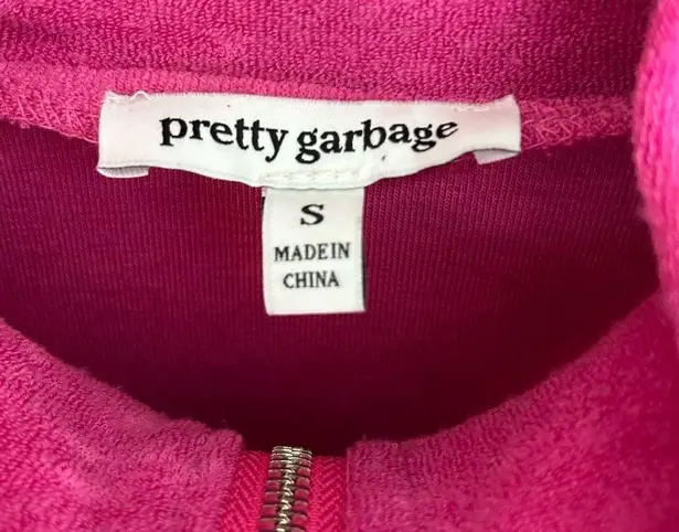 NWT Pretty Garbage Pink Cropped Terrycloth Zip Up Sweatshirt/Jacket Size Small