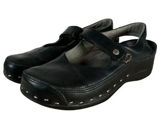 Wolky Mary Jane Clogs Clog Black Leather Closed Toe Shoe Size 38 US 7.5