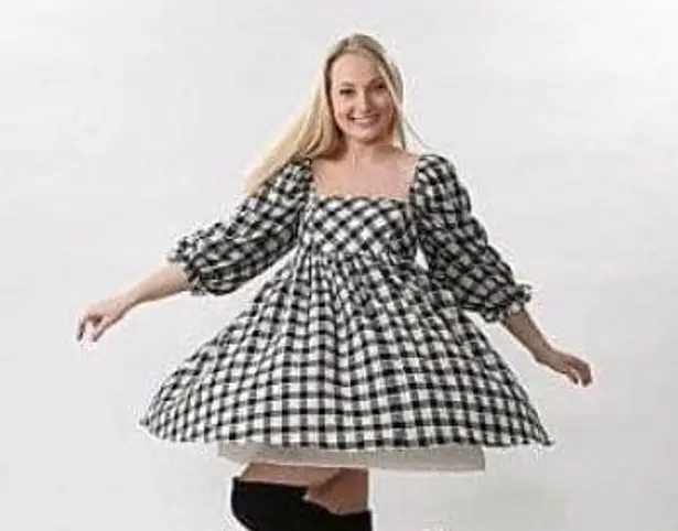 Storia Black And White Checkered Dress