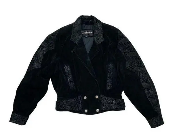 Vintage Wilsons Jacket Womens Sm Black Leather Crop Festival Y2K Western Cowgirl