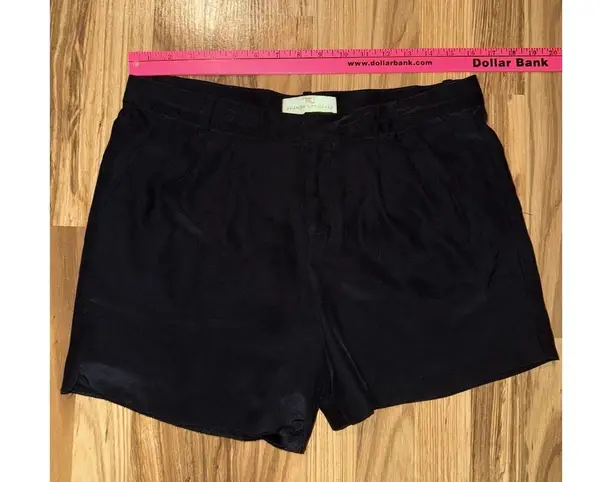 Amanda Uprichard  Medium Brooklyn Black 100% Silk Shorts $152 Hem Out