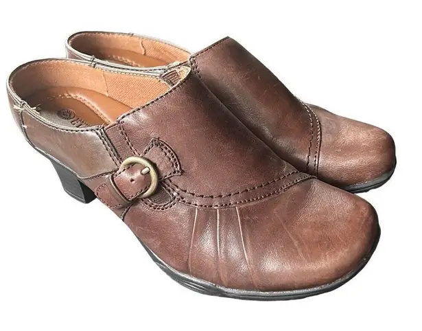 Earth Spirit Classics Emma Clogs Brown Leather Size 6