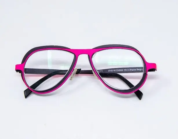 YB by Theo EyeWitness Metal Stainless Steel Pilot Oval Frame Pink Black Glasses