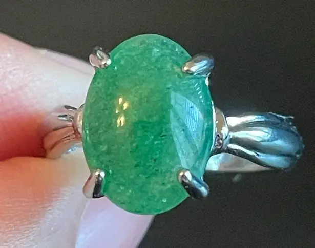Green jade stone ring size 9