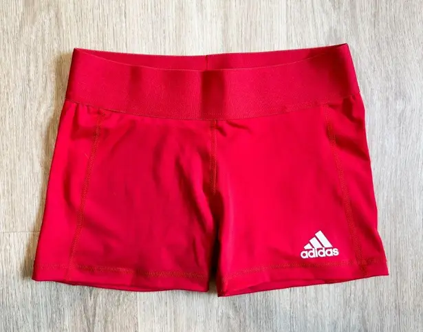 Adidas New  Womens Red 3” Long TF VB Athletic Workout Shorts Size S Gym Shorts