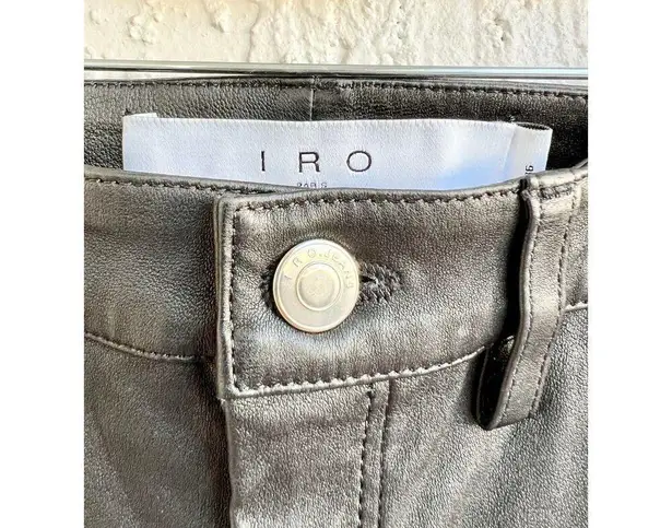 IRO Mid Rise Lambskin Leather Slim Fit Skinny Pants Black Women's Size 26 / US 2
