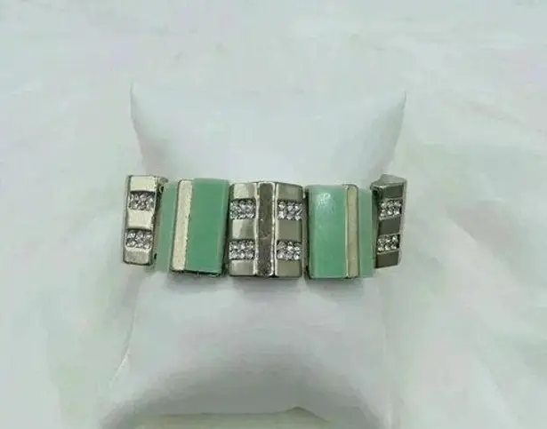 Light Jade Green Rhinestones Chunky Bracelet