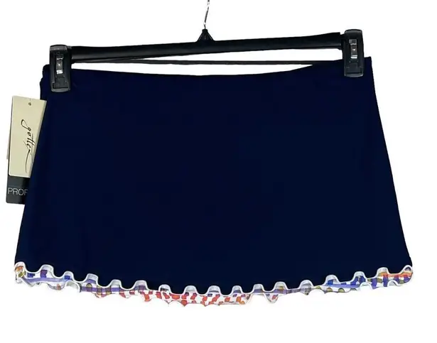 Profile by Gottex Palm Springs SZ 12 Swim Skirt Side Slit Ruffled UPF 50+ Blue