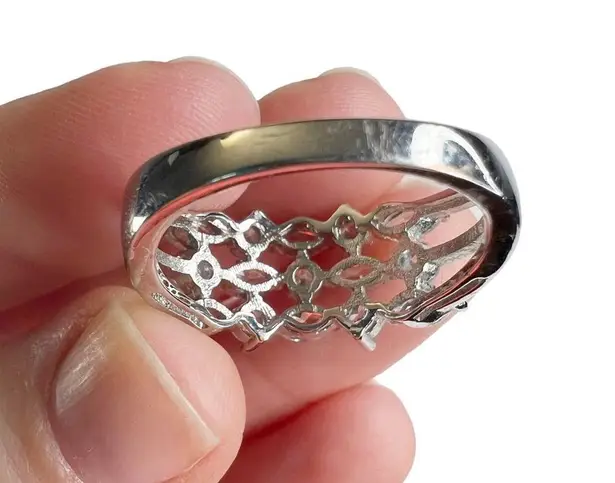 White/Clear Marquise & Round Cut Rhinestone Triple Split Shank Ring