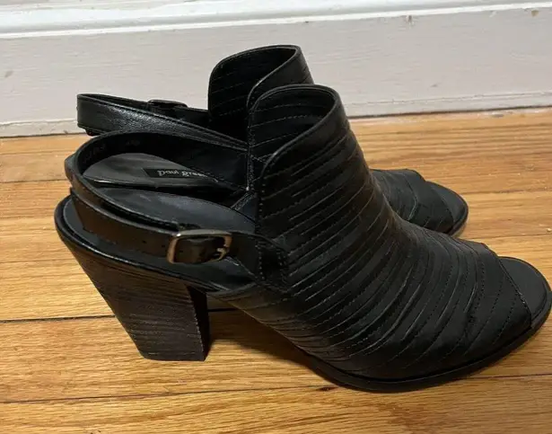 Paul Green  Black Leather Peep Toe Heeled Bootie Size 6