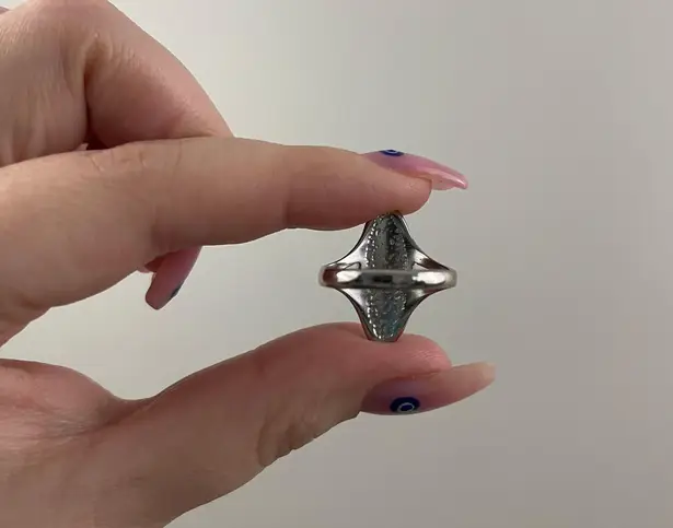 Vintage White Red Coral Blue Turquoise Stone Heart Silver Swirl Band Design Ring Multiple