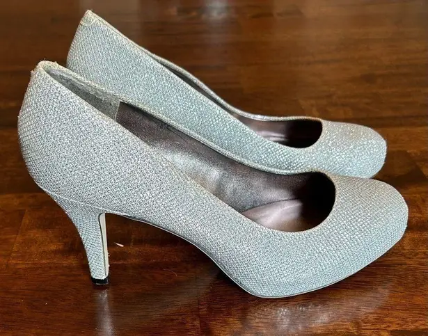 Steve Madden  Getta Silver Glitter 3” Stiletto High Heel Shoes Pumps Size 8.5