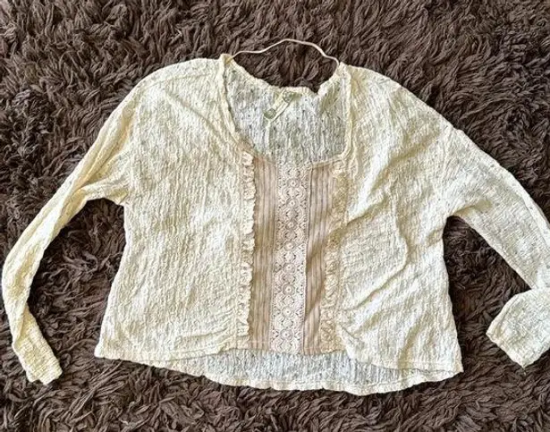 Free People  - Vintage French lace slightly cropped oversized small long sleeve