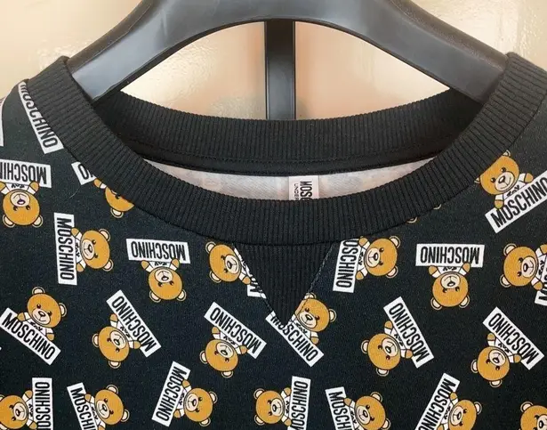 Moschino Authentic Allover Bear Print Sweatshirt Mini Dress