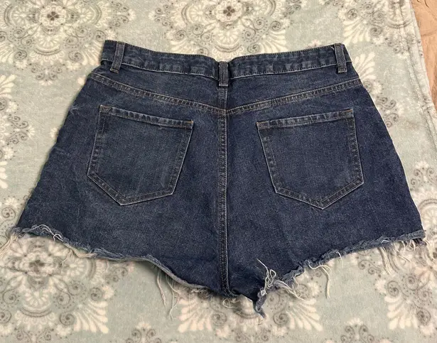 Denim & Co Denim Co Dark Wash Denim Cutoff Shorts 