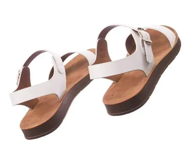 White Ankle Strap Vegan Leather Sandal Size 9