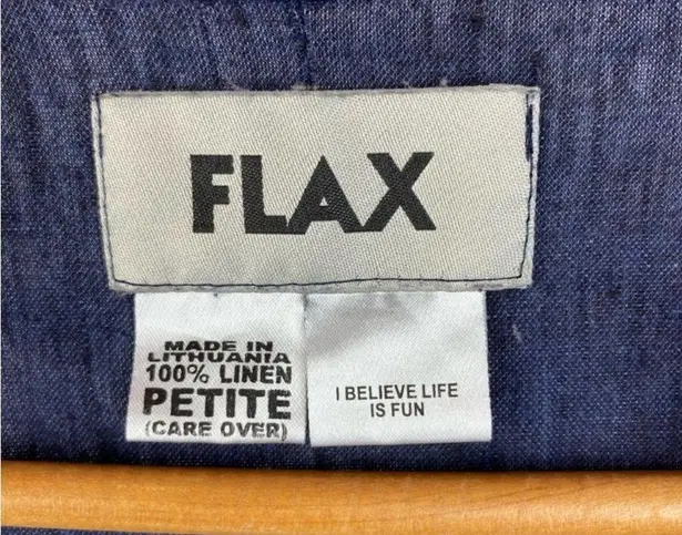 Flax Blue 100% Linen Long Sleeve Two Tone Tunic Top P