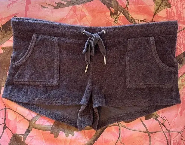 Zenana Outfitters y2k terry cloth velour grey cargo pocket mini lounge shorts