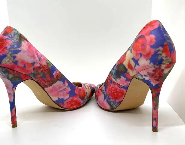 Liliana Pink Blue Jane Floral Closed Pointed Toe Heel Stiletto Size 9
