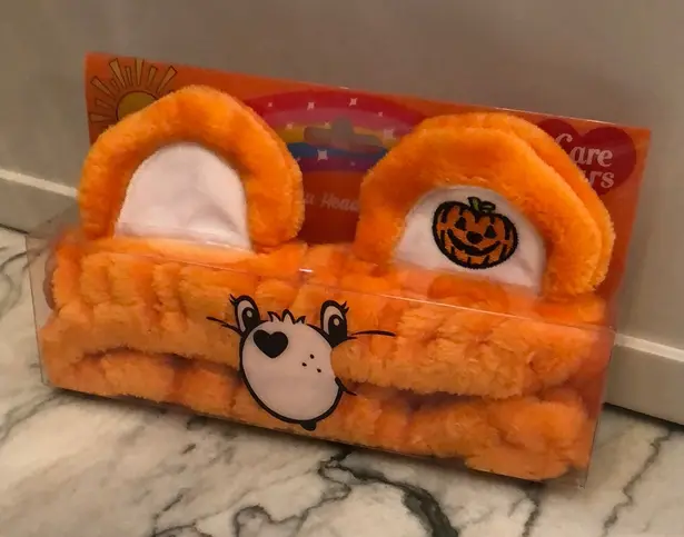Care Bears nwt Orange Fuzzy spa Headband with Pumpkin trick or sweet bear
