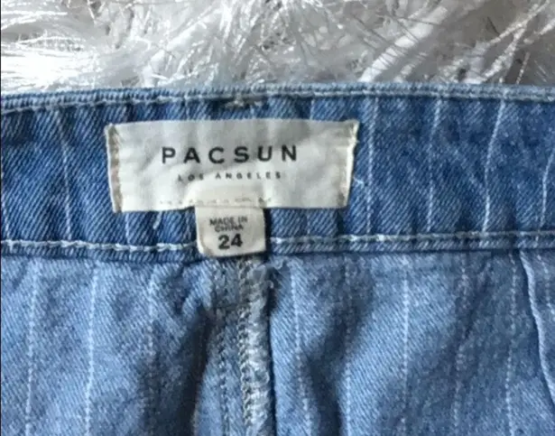 PacSun  Striped Denim Carpenter Denim Jean Carpenter Mini Skirt