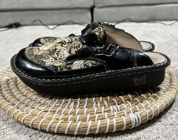 Alegria Women’s Butterfly Print Beige Black Leather Clogs Shoes ALG-381 39/US 9