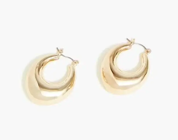 NWT J.Crew Oval Puff Hoop Earrings In Gold