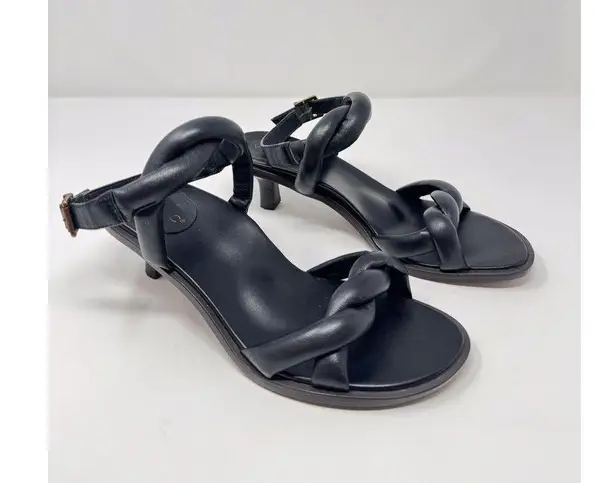 Vionic Angelica Womens Sandals Black Leather Slingback Puffy Kitten Heels US 7 M