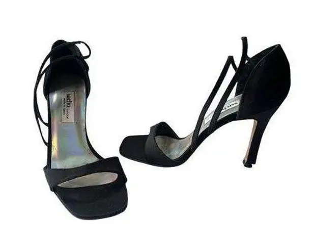 SACHA London Stappy Heel Womens Sandals Shoes Size 7B Black Stiletto WhimsiGoth