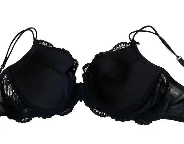 Oscar de la Renta Navy Blue Demi Lace Pink Label Bra Women Size 34D | 52-31