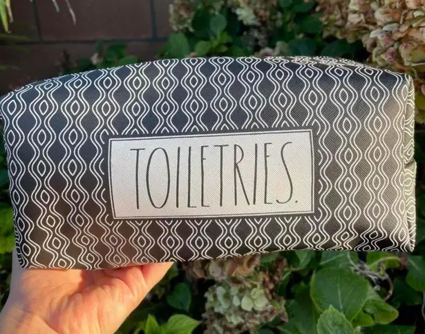 Rae Dunn Black And White Zipper Cosmetic Makeup Bag